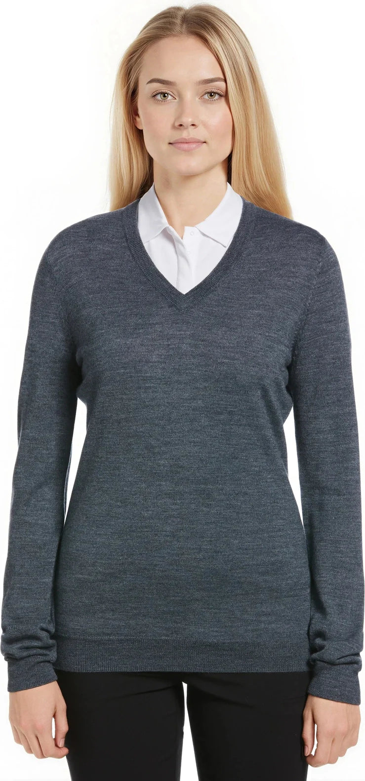 Callaway Golf Cgw789 Women’s Long Sleeve V-neck Sweater - Steel Heather - Ladies s
