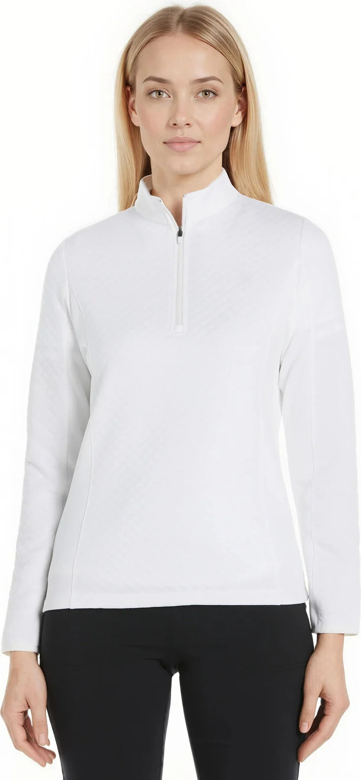 Callaway Golf Cgw793 Women’s Mid-weight Diamond Quilted Fleece 1/4 Zip - White - Ladies s