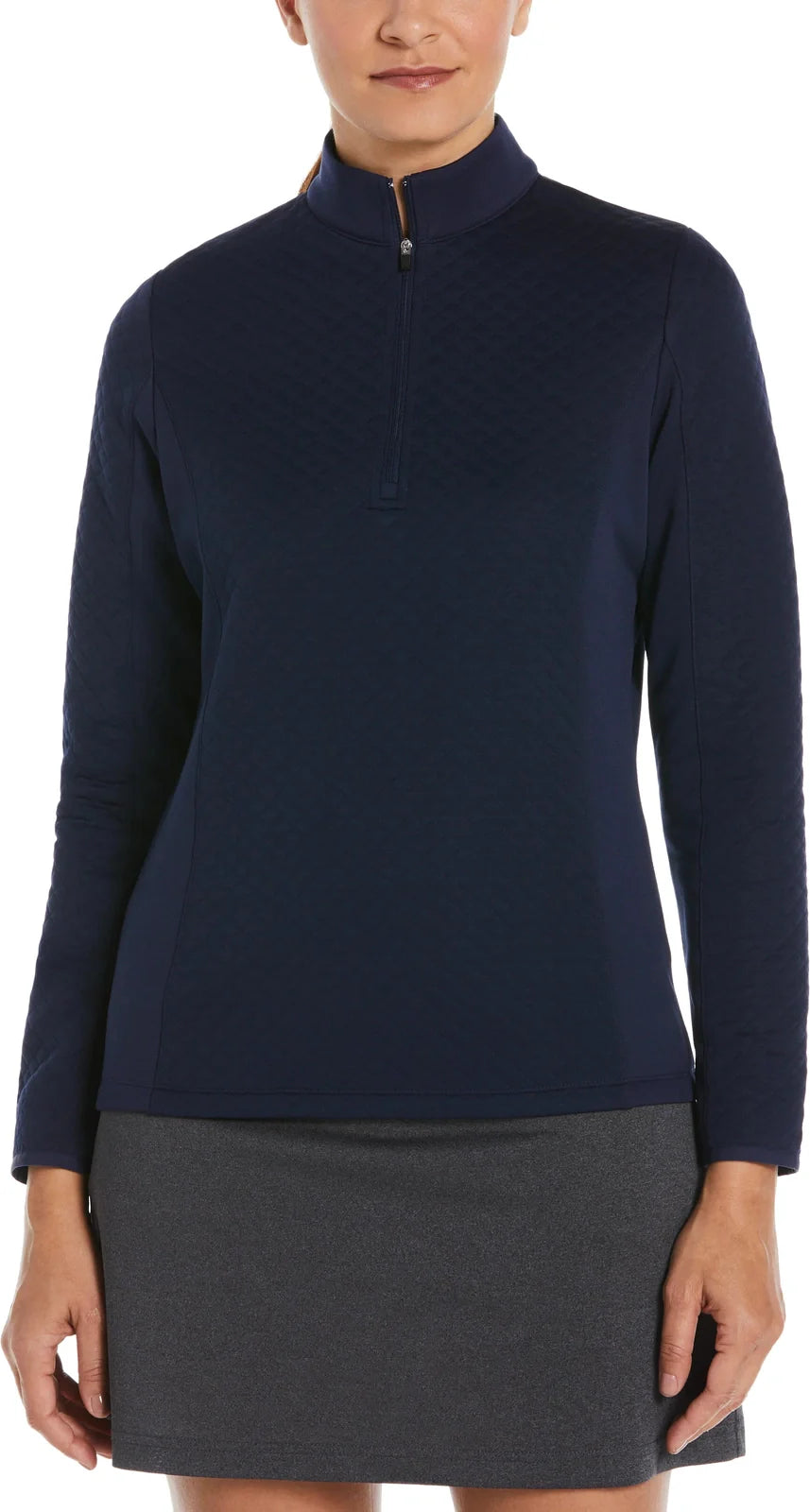 Callaway Golf Cgw793 Women’s Mid-weight Diamond Quilted Fleece 1/4 Zip - Peacoat