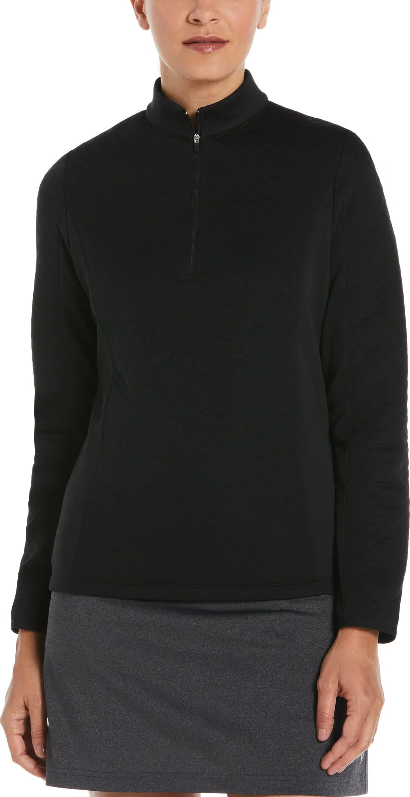 Callaway Golf Cgw793 Women’s Mid-weight Diamond Quilted Fleece 1/4 Zip - Black