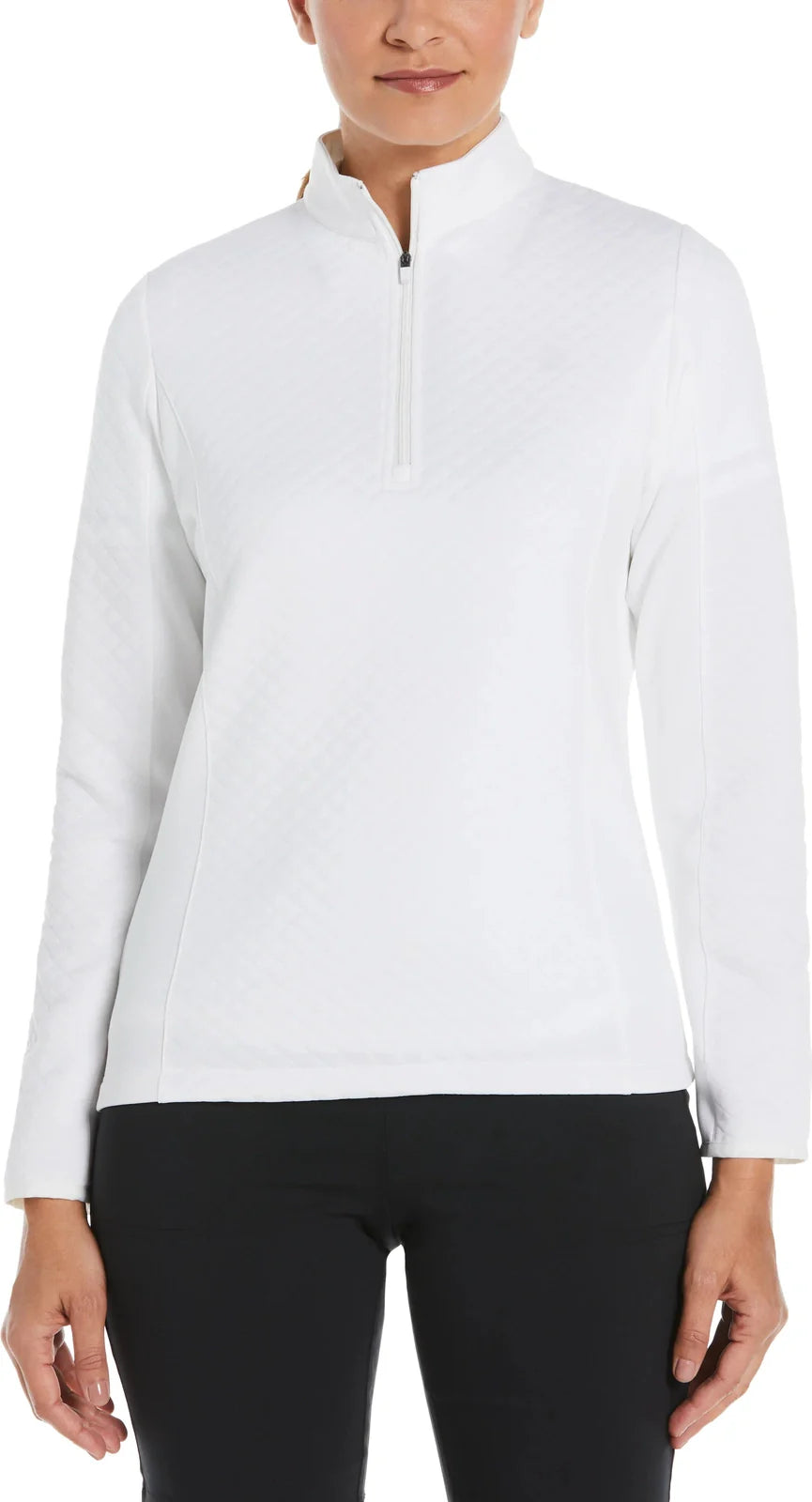 Callaway Golf Cgw793 Women’s Mid-weight Diamond Quilted Fleece 1/4 Zip - White