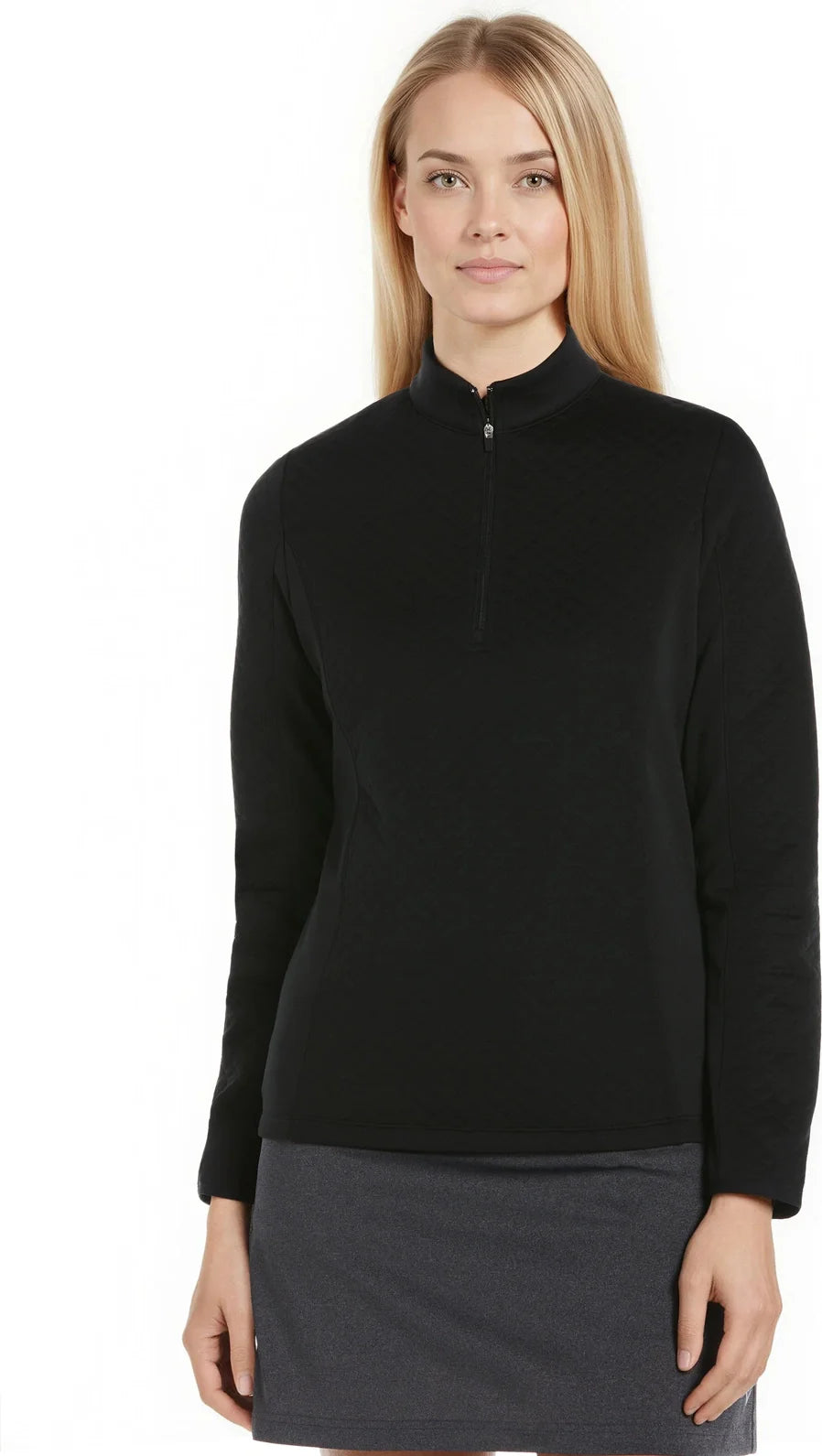 Callaway Golf Cgw793 Women’s Mid-weight Diamond Quilted Fleece 1/4 Zip - Black - Ladies s