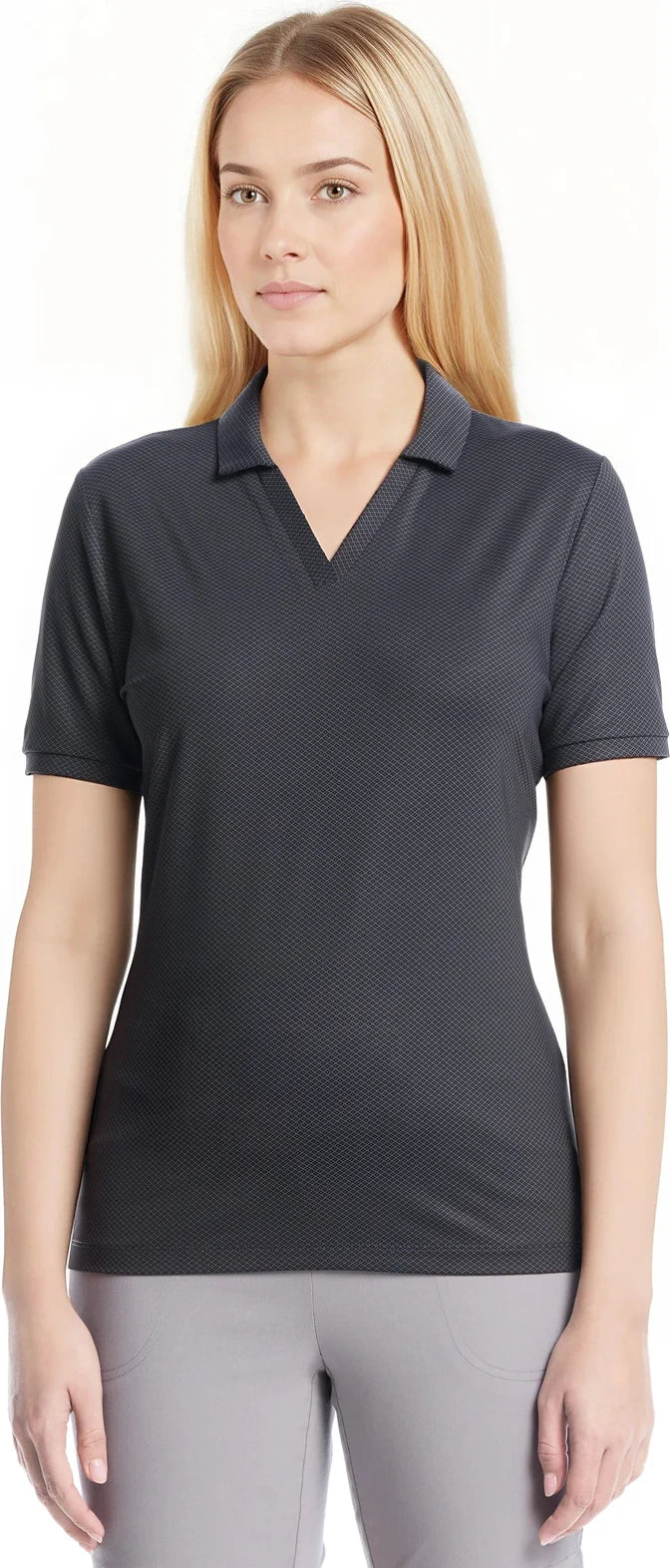 Callaway Golf Cgw809 Mini Geometric Printed Short Sleeve Polo - Black - Ladies s