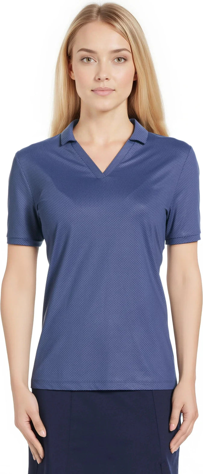Callaway Golf Cgw809 Mini Geometric Printed Short Sleeve Polo - Peacoat - Ladies s