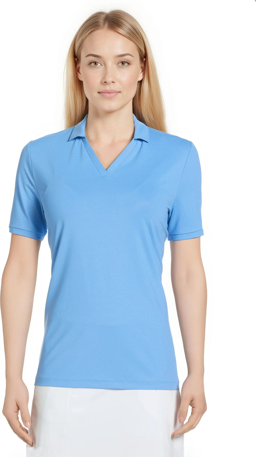 Callaway Golf Cgw809 Mini Geometric Printed Short Sleeve Polo - Vista Blue - Ladies s