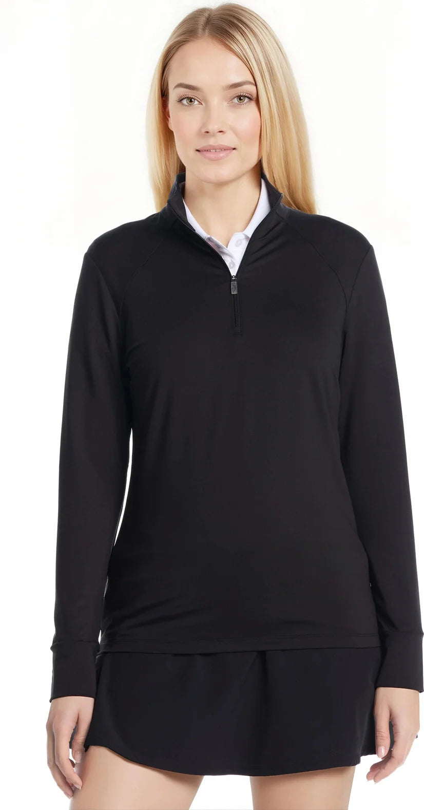 Callaway Golf Cgw812 Quarter Zip Baby French Terry Long Sleeve Jacket - Black - Ladies s