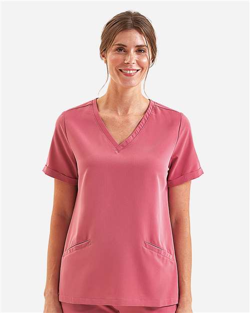 Calm Pink Women's Invincible V-Neck Stretch Scrub Top - NN310