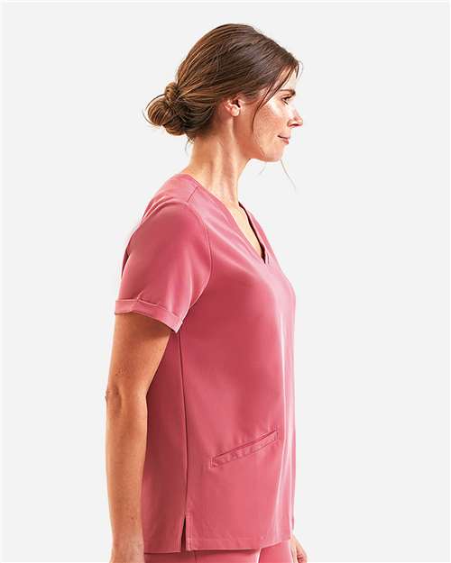 Calm Pink Women&#39;s Invincible V-Neck Stretch Scrub Top - NN310