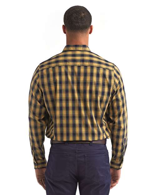 Camel/ Navy Men&#39;s Mulligan Check Cotton Shirt - RP250