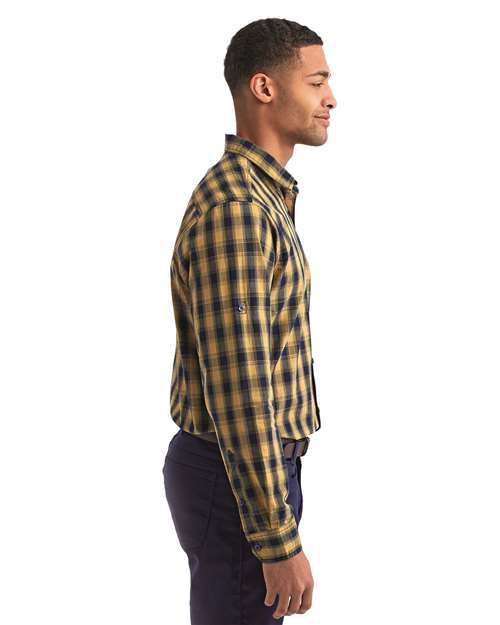 Camel/ Navy Men&#39;s Mulligan Check Cotton Shirt - RP250
