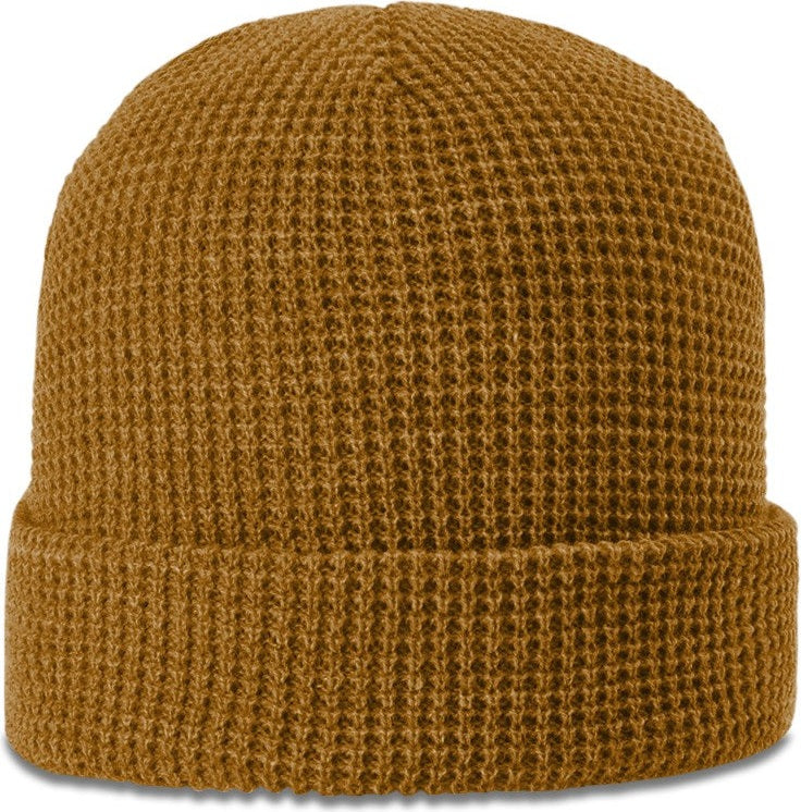 Camel Waffle Knit Beanie with Cuff