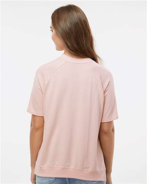 Cameo Pink Women&#39;s French Terry Short Sleeve Crewneck Pullover - W23711