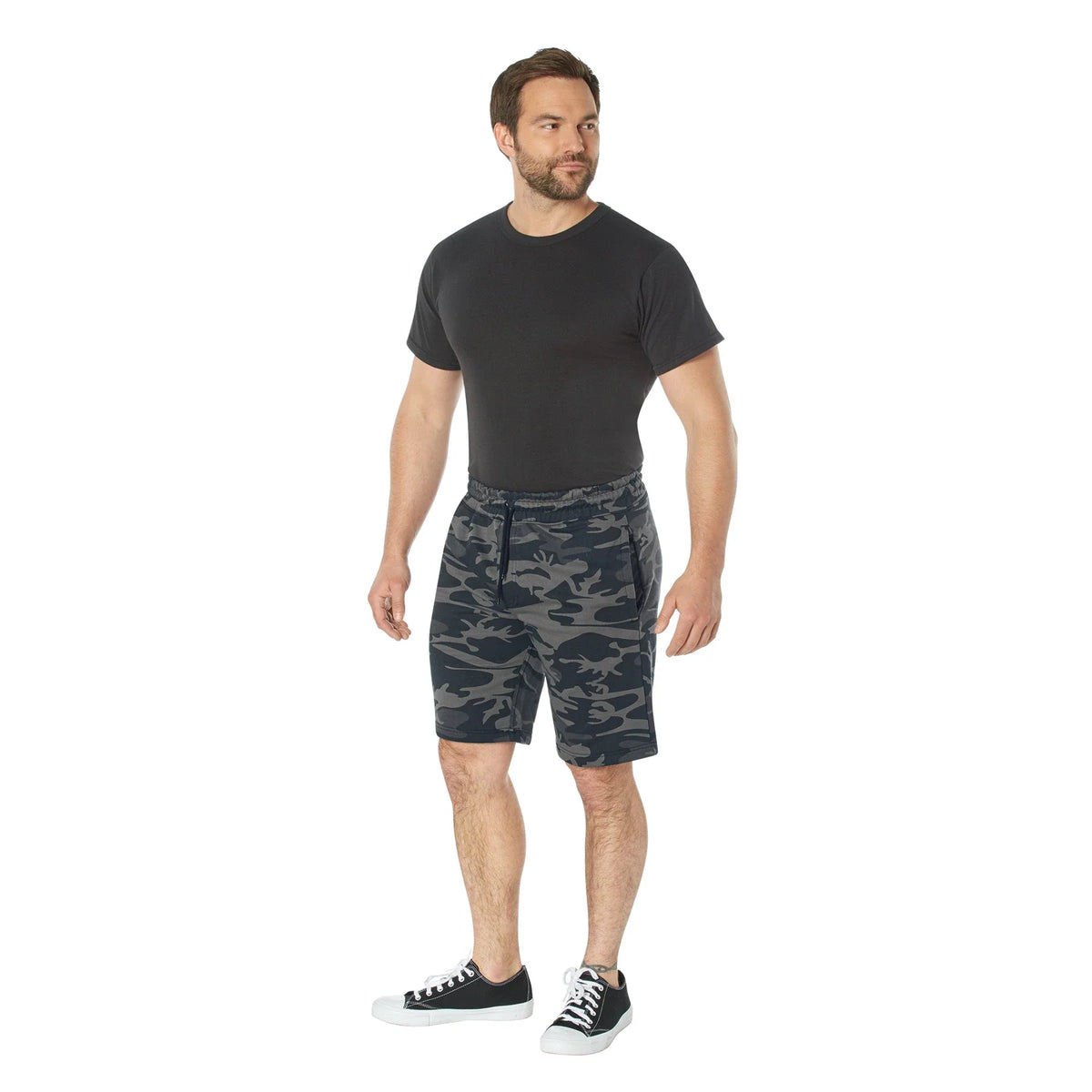 Camo and Solid Color Sweatshorts