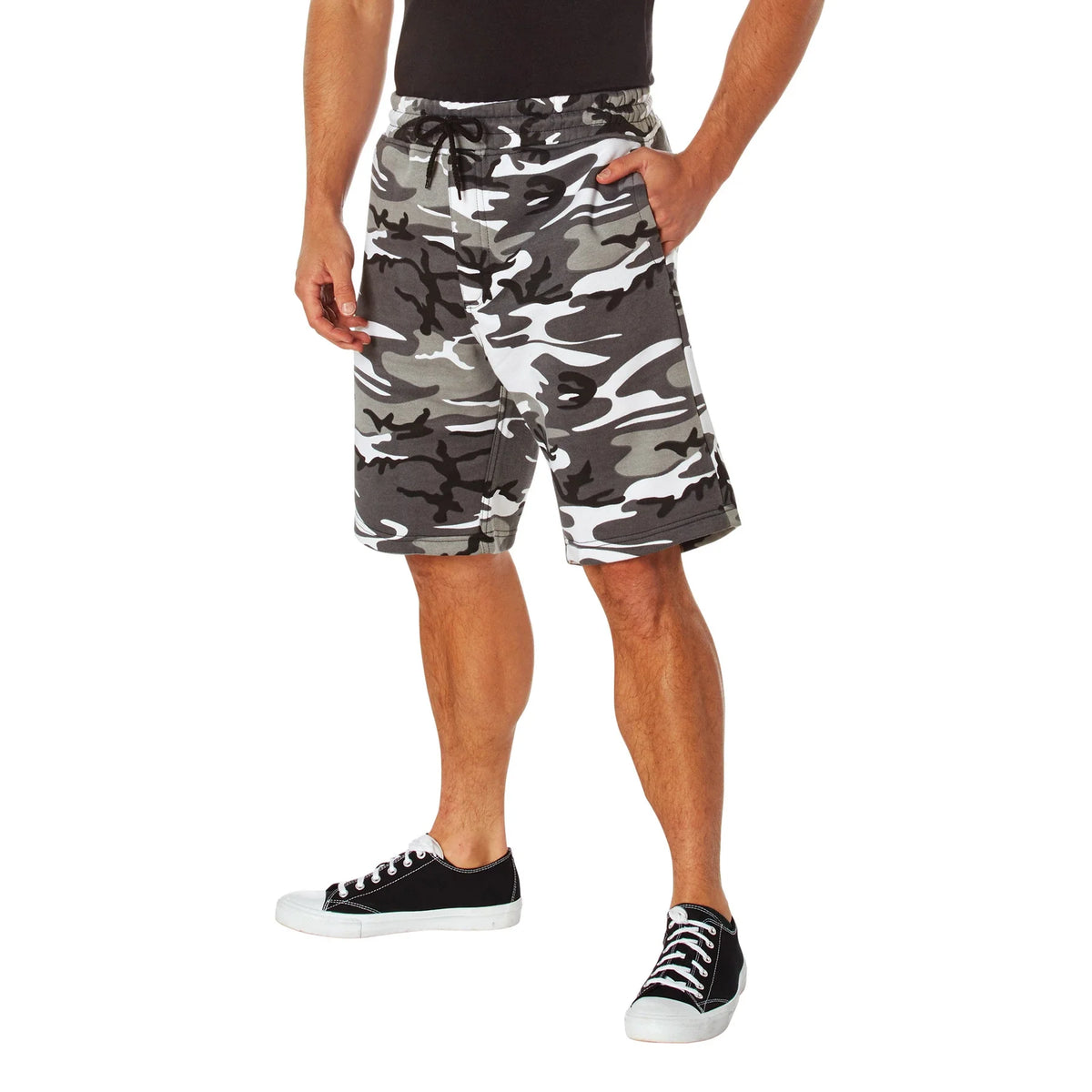 Camo and Solid Color Sweatshorts