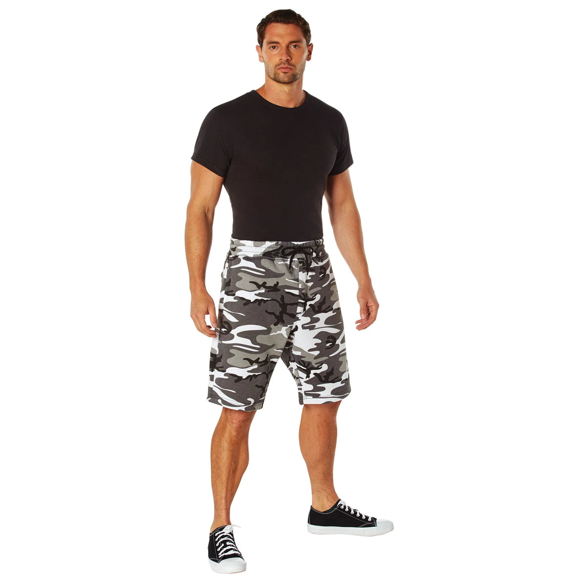 Camo and Solid Color Sweatshorts
