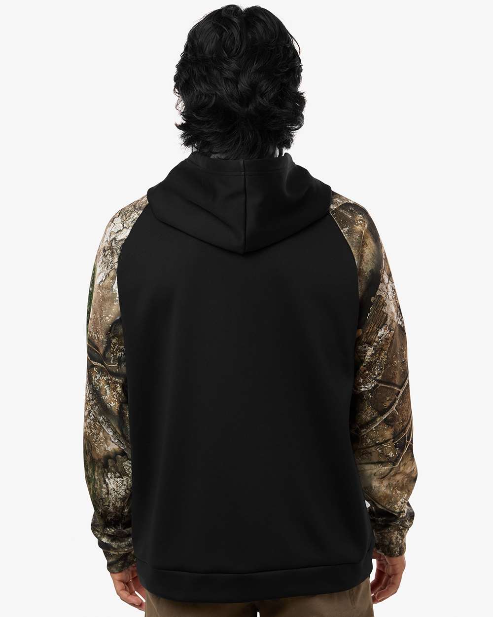 Camo/ Black Unisex Realtree® Performance Colorblocked Hooded Sweatshirt - RT5305 plain