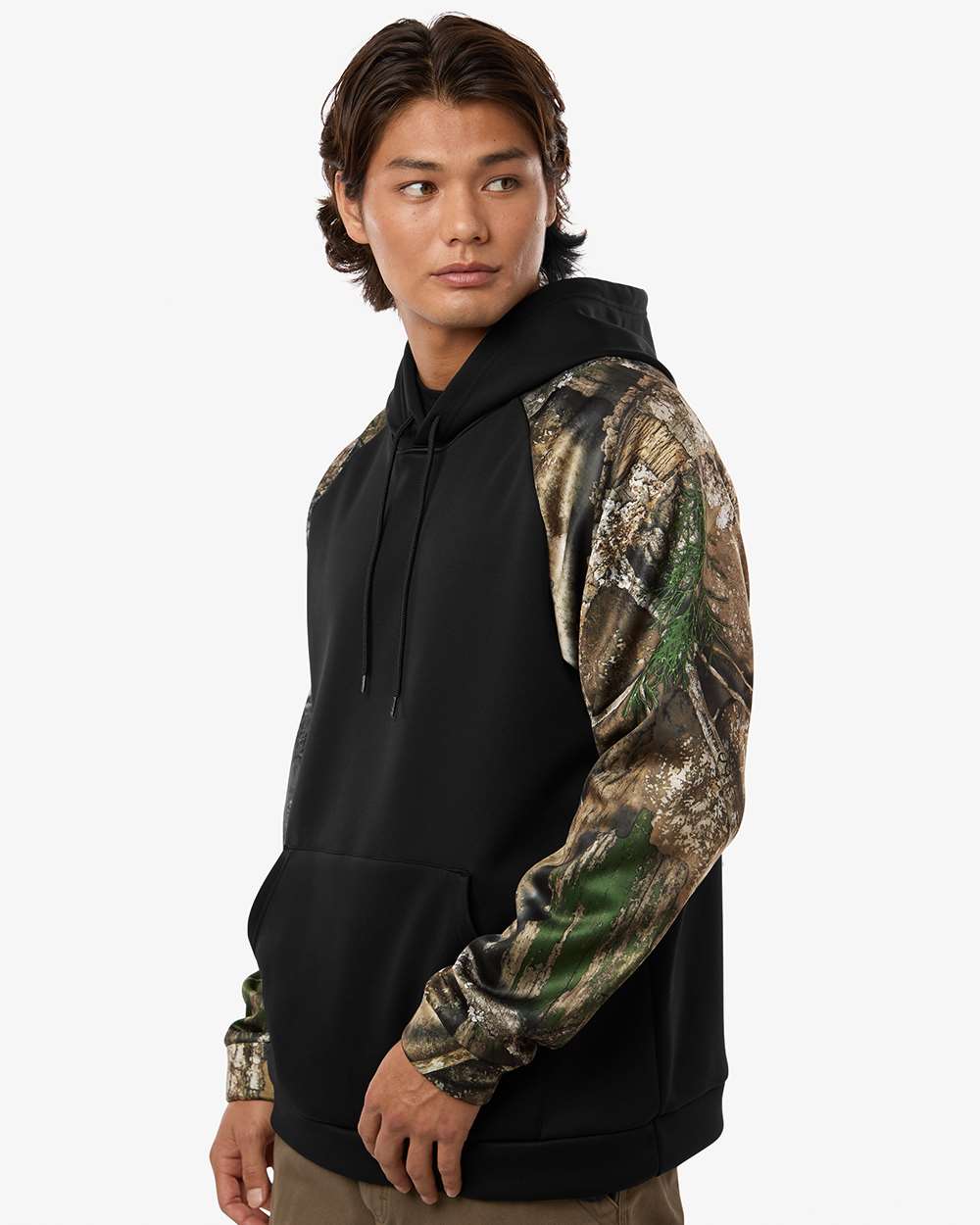 Camo/ Black Unisex Realtree® Performance Colorblocked Hooded Sweatshirt - RT5305