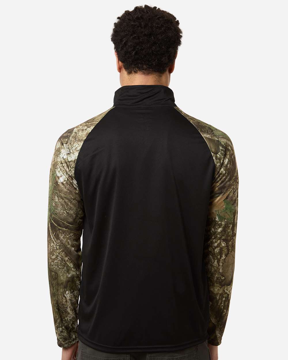 Camo/ Black Unisex Realtree® Performance Colorblocked Quarter-Zip Pullover - RT5703 plain