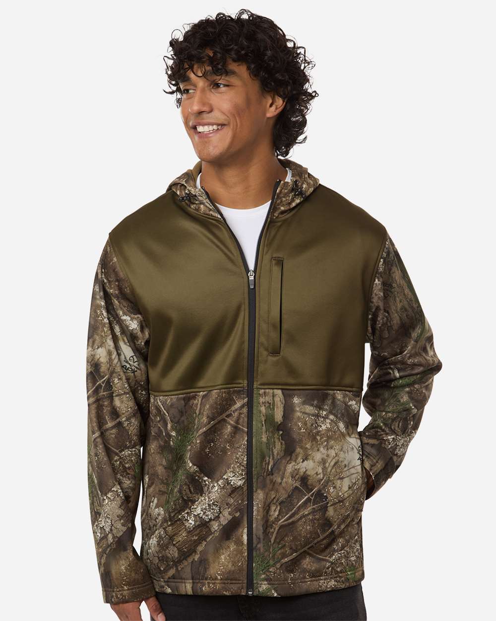 Camo/ Green Unisex Realtree® Performance Colorblocked Full-Zip Hooded Sweatshirt - RT5204