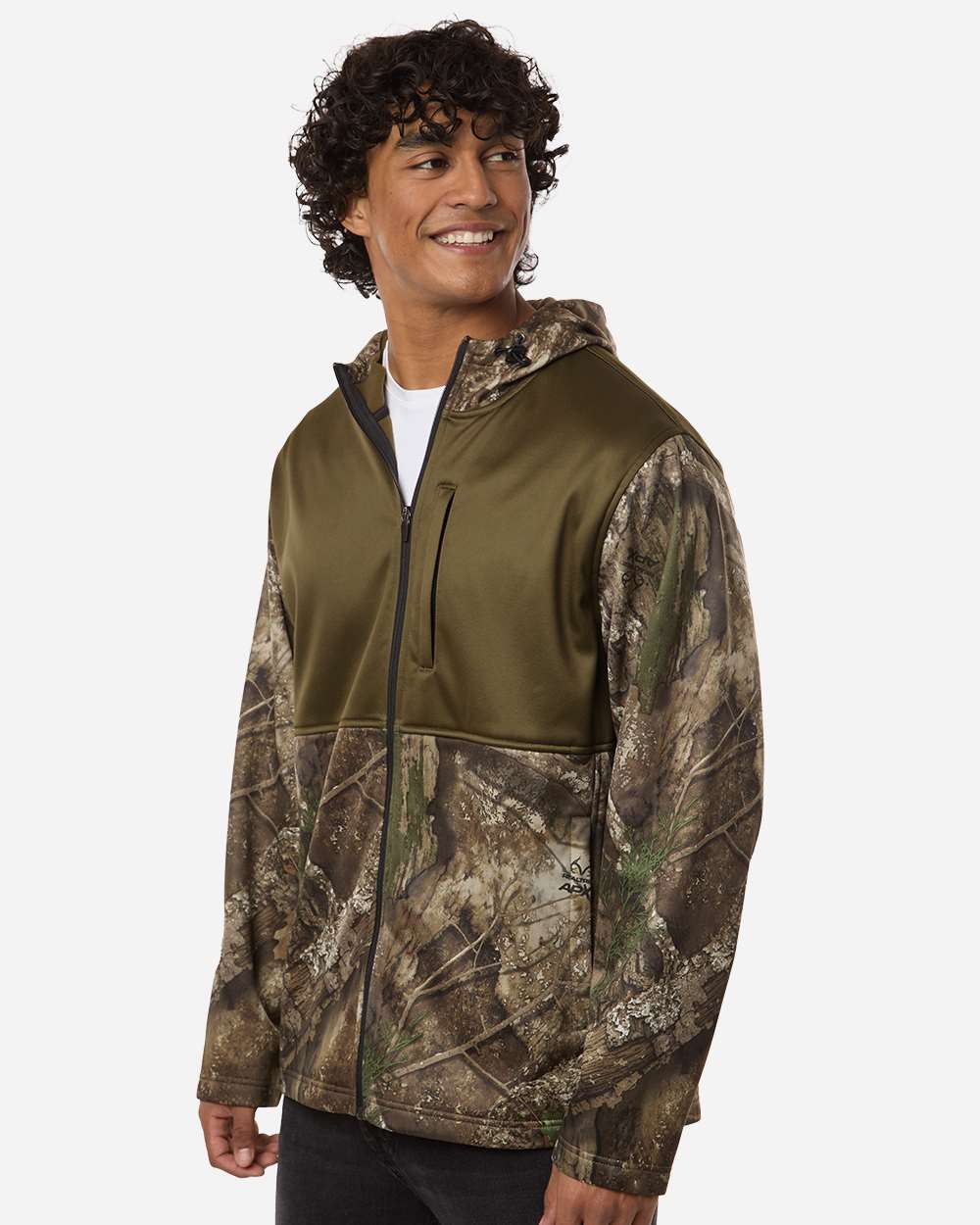 Camo/ Green Unisex Realtree® Performance Colorblocked Full-Zip Hooded Sweatshirt - RT5204