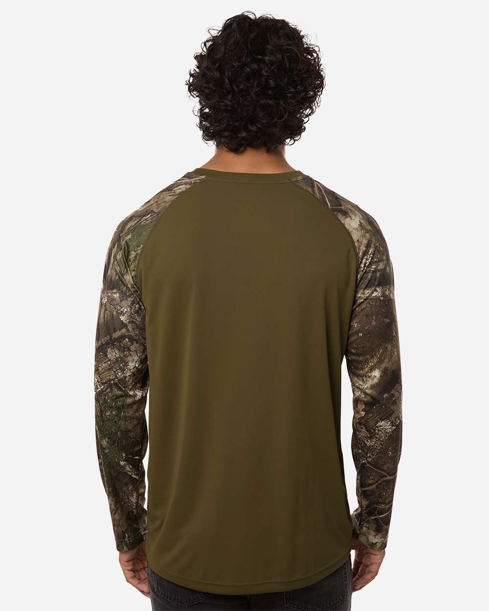 Camo/ Green Unisex Realtree® Performance Colorblocked Long Sleeve T-Shirt - RT3104 plain