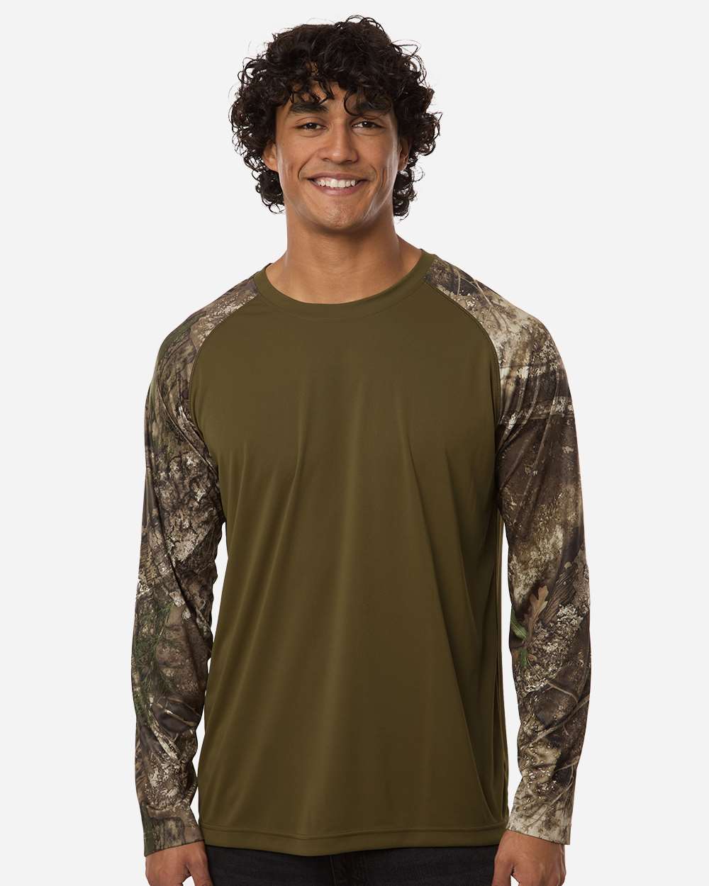 Camo/ Green Unisex Realtree® Performance Colorblocked Long Sleeve T-Shirt - RT3104