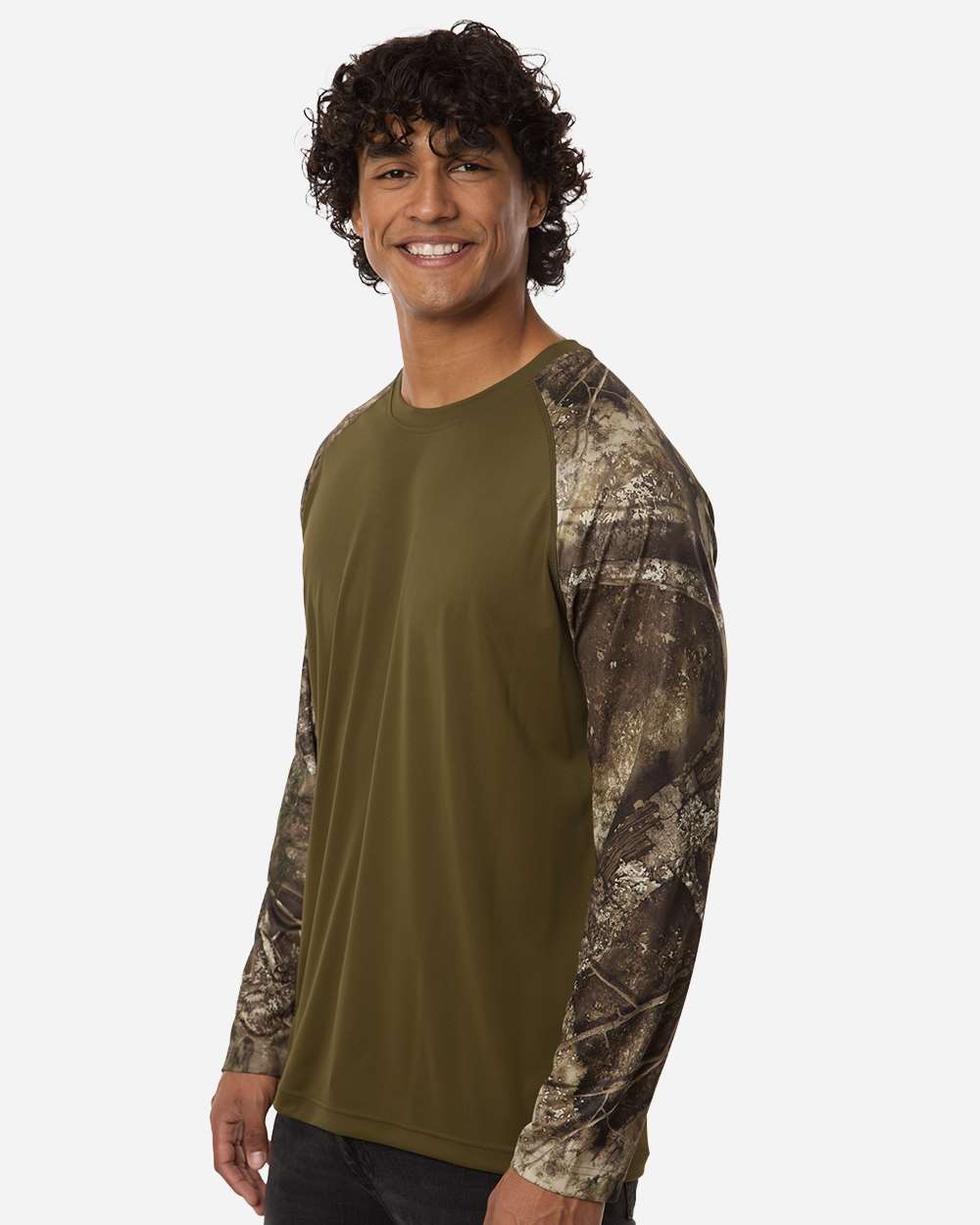 Camo/ Green Unisex Realtree® Performance Colorblocked Long Sleeve T-Shirt - RT3104