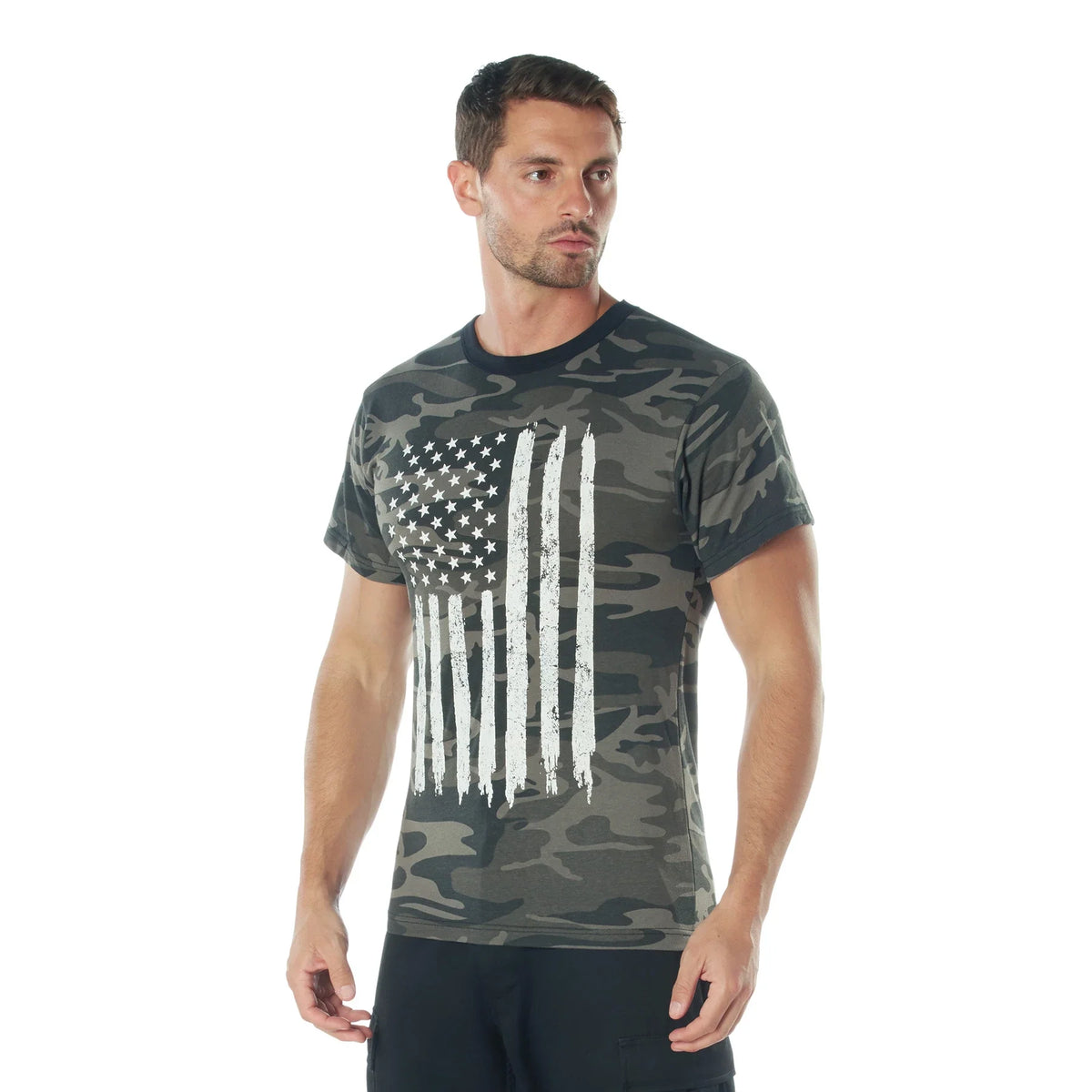 Camo us Flag T-shirt - Black / s