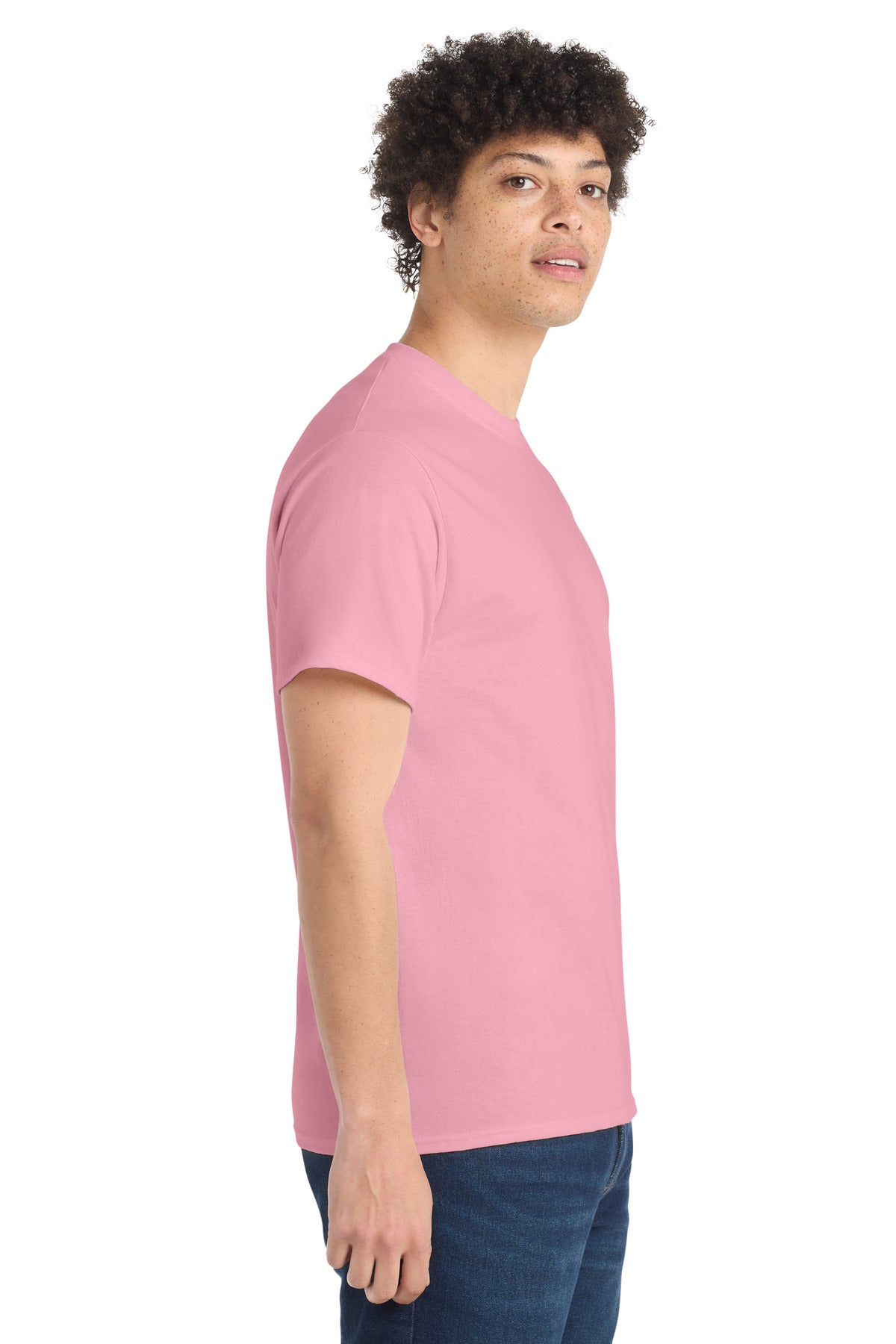 Candy Pink Port & Co Core Cotton Tee. PC54
