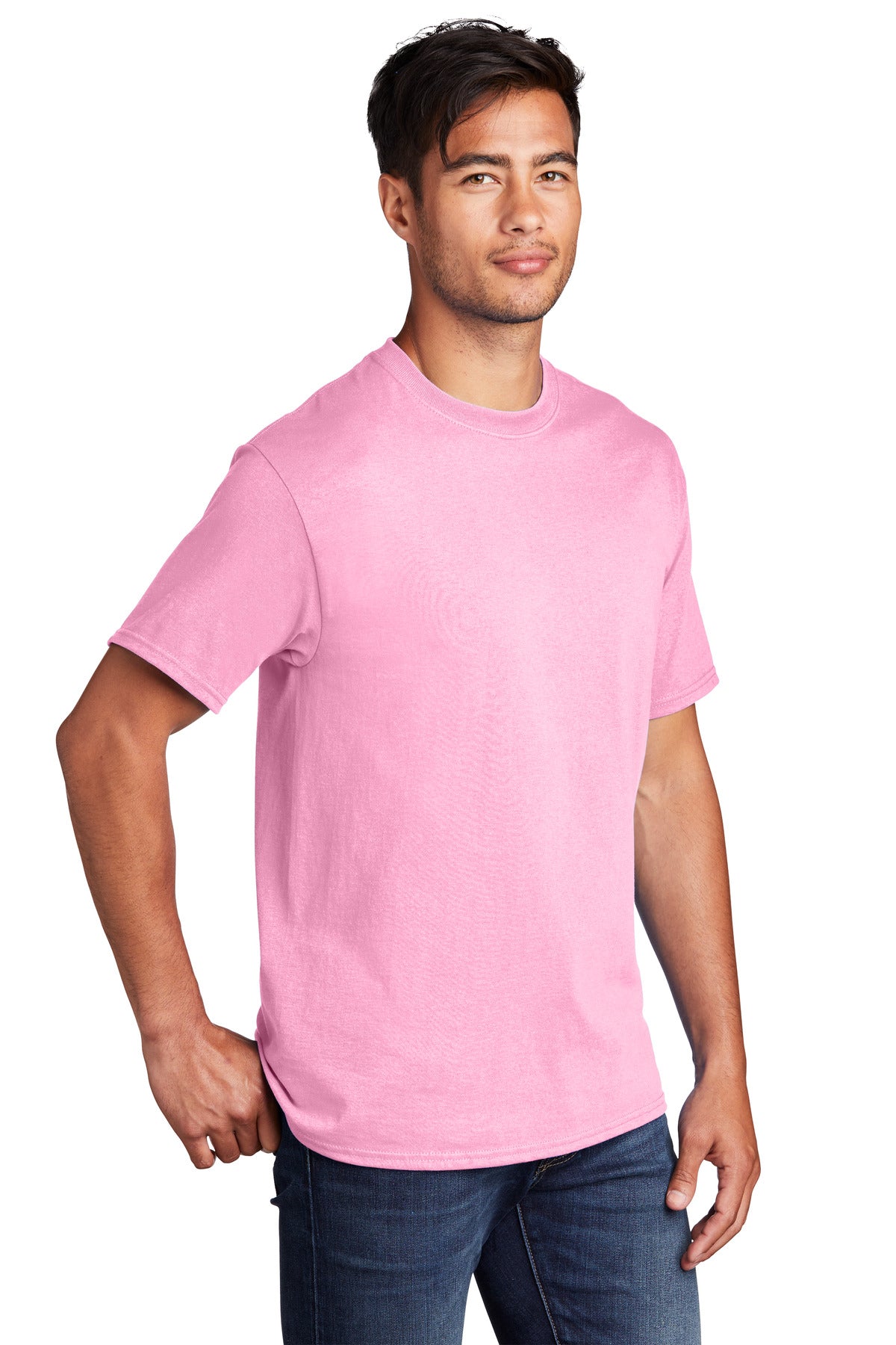 Candy Pink Port & Co Core Cotton Tee. PC54