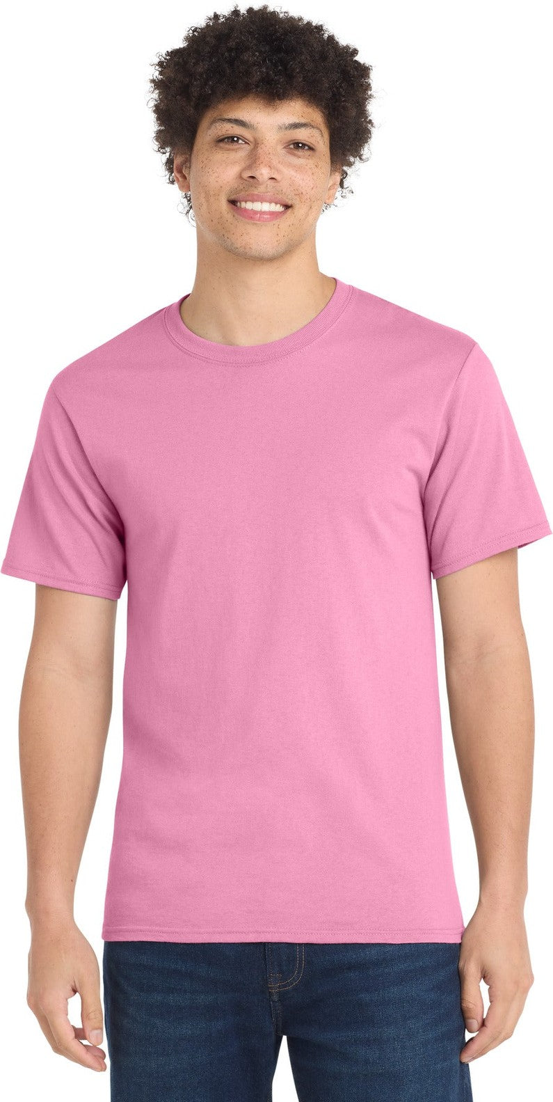 Candy Pink Port & Co Essential Tee. PC61
