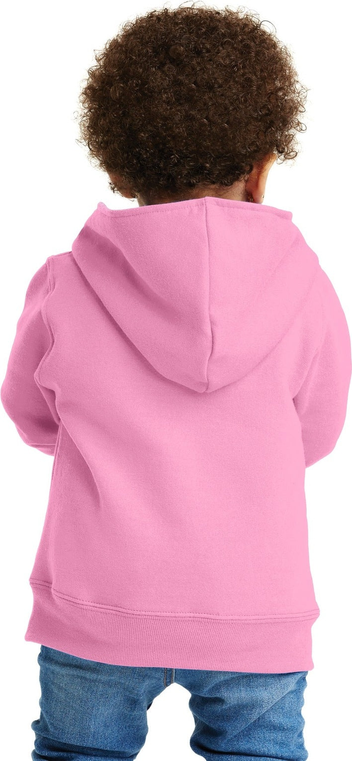 Candy Pink Port & Co Toddler Core Fleece Full-Zip Hooded Sweatshirt. CAR78TZH