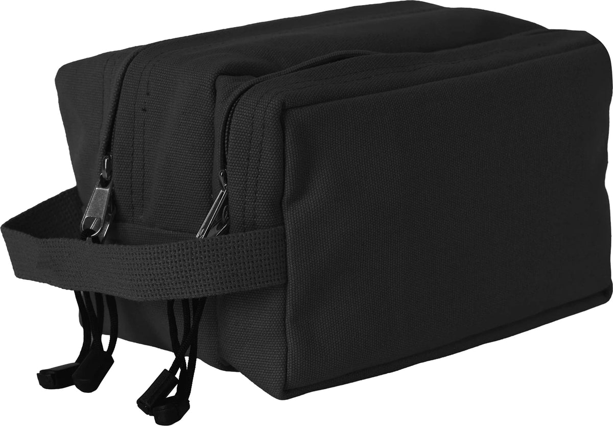 Canvas Dual Compartment Travel Kit - Black