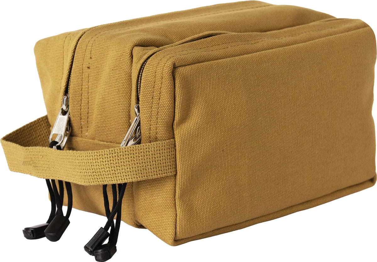 Canvas Dual Compartment Travel Kit - Coyote Brown