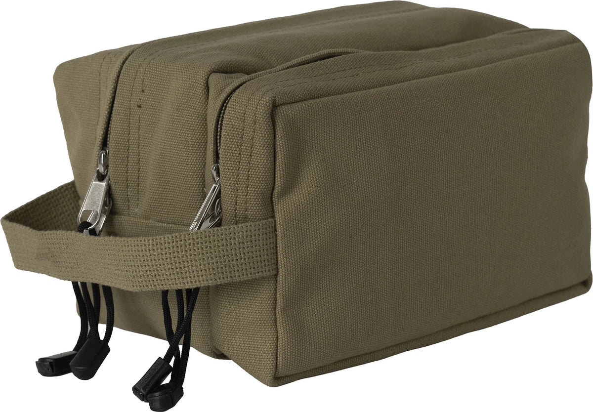Canvas Dual Compartment Travel Kit - Olive Drab