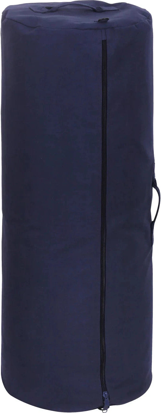 Canvas Duffle Bag with Side Zipper - Navy Blue / 30 x 50