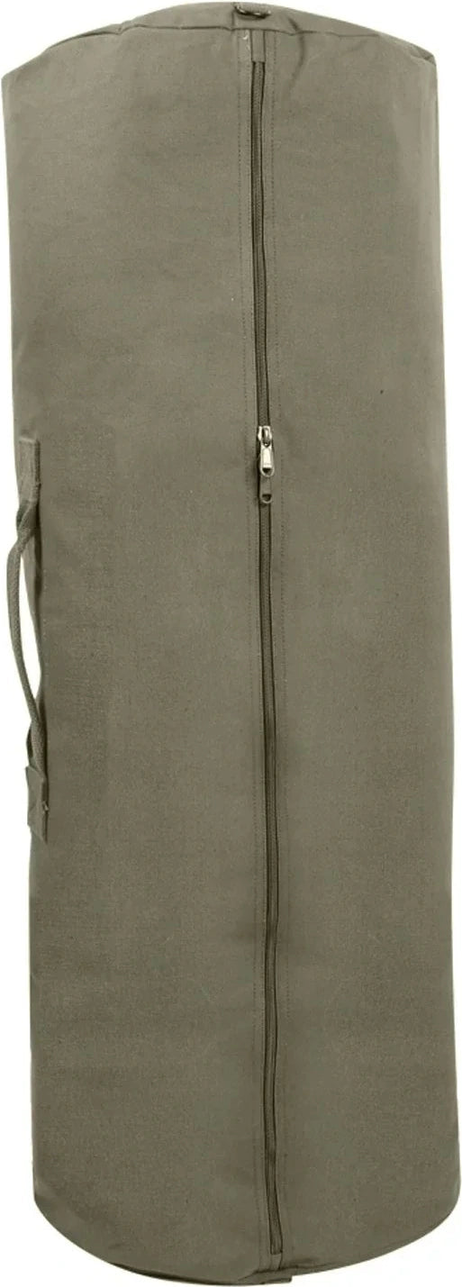 Canvas Duffle Bag with Side Zipper - Olive Drab / 21 x 36