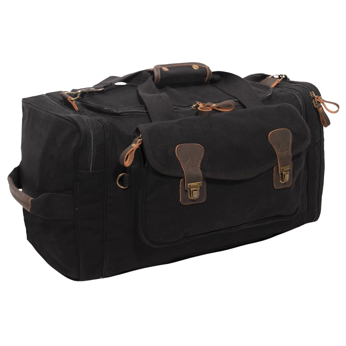 Canvas Extended Stay Travel Duffle Bag - Black