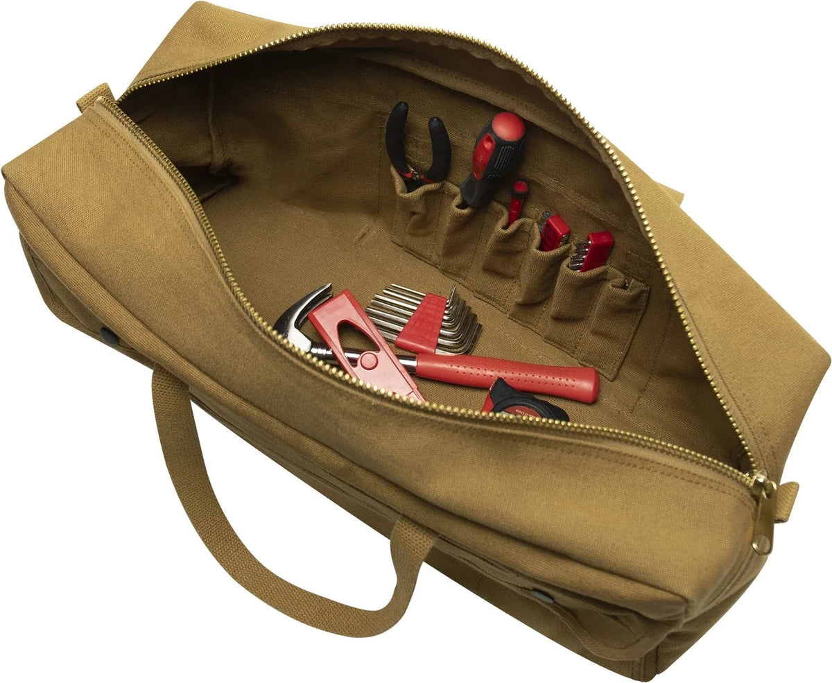 Canvas Jumbo Tool Bag with Brass Zipper