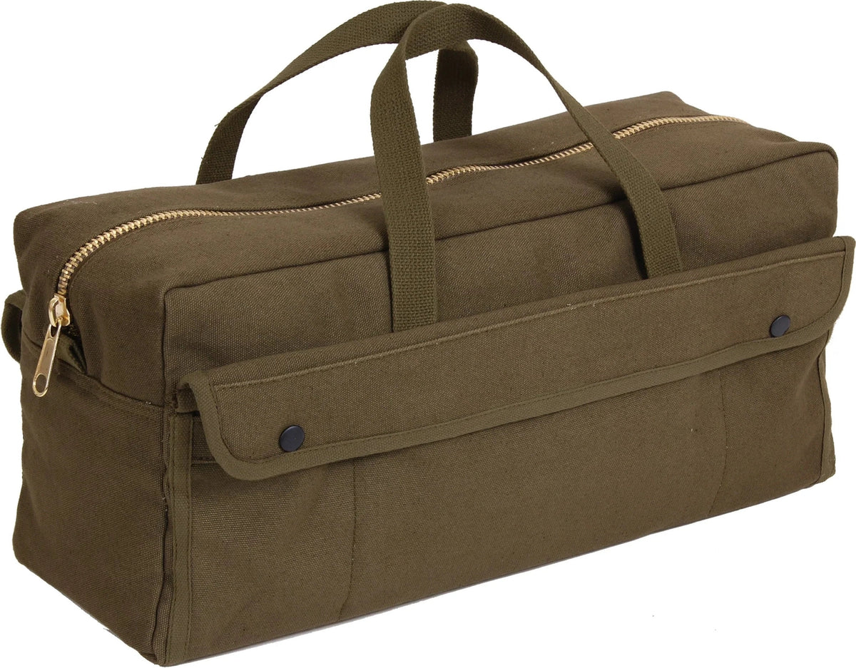 Canvas Jumbo Tool Bag with Brass Zipper - Olive Drab