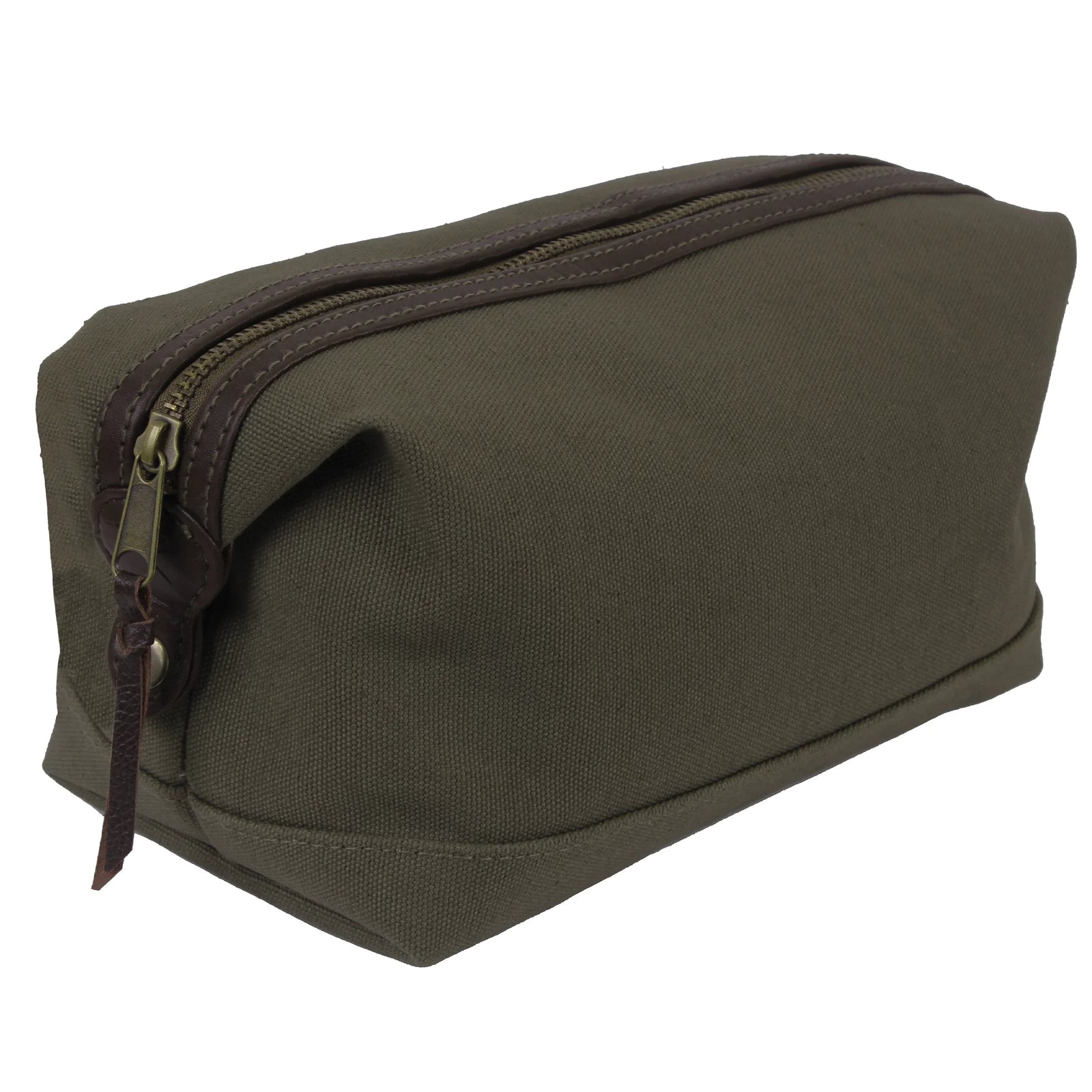 Canvas & Leather Travel Kit - Olive Drab