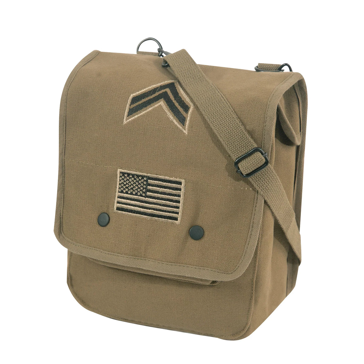 Canvas Map Case Shoulder Bag with Military Patches
