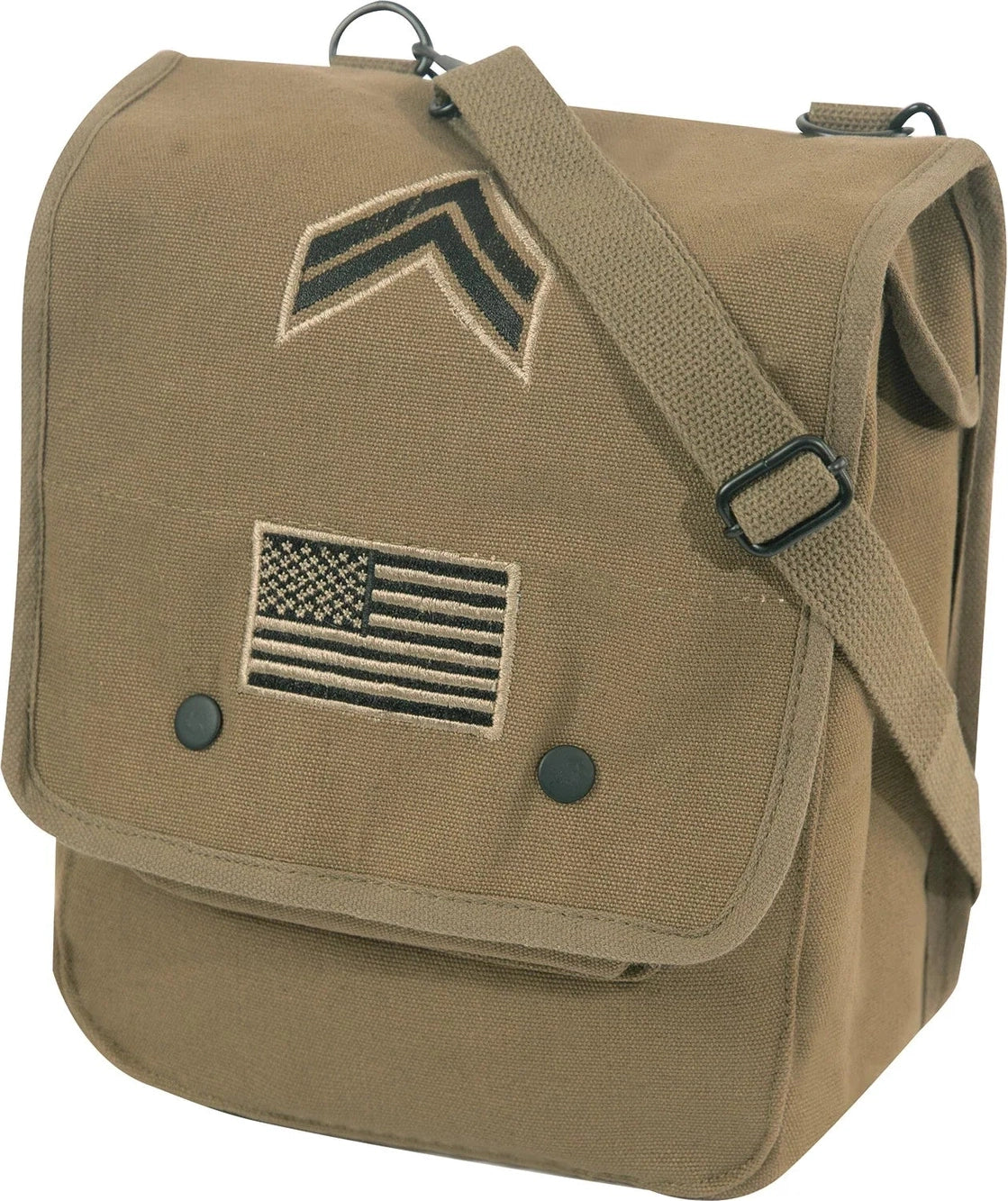 Canvas Map Case Shoulder Bag with Military Patches