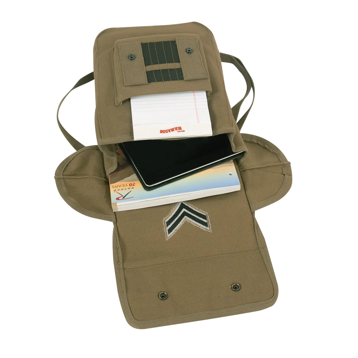 Canvas Map Case Shoulder Bag with Military Patches