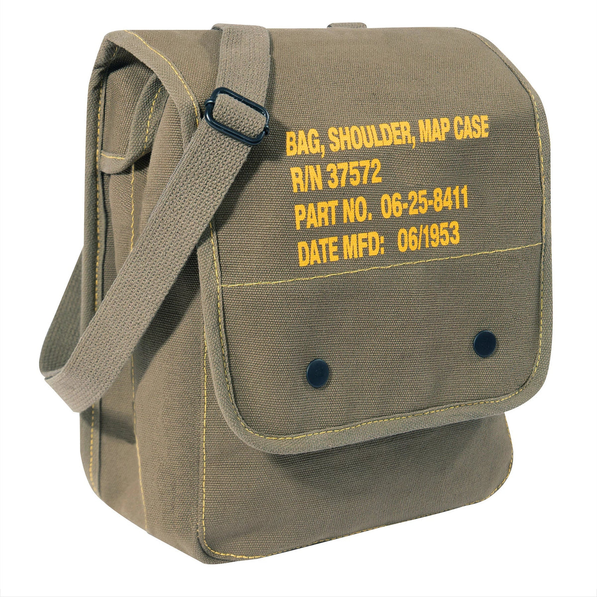 Canvas Map Case Shoulder Bag with Military Stencil