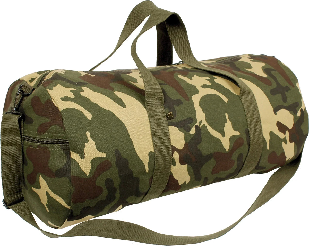 Canvas Shoulder Duffle Bag - Woodland Camo / 24 Inches