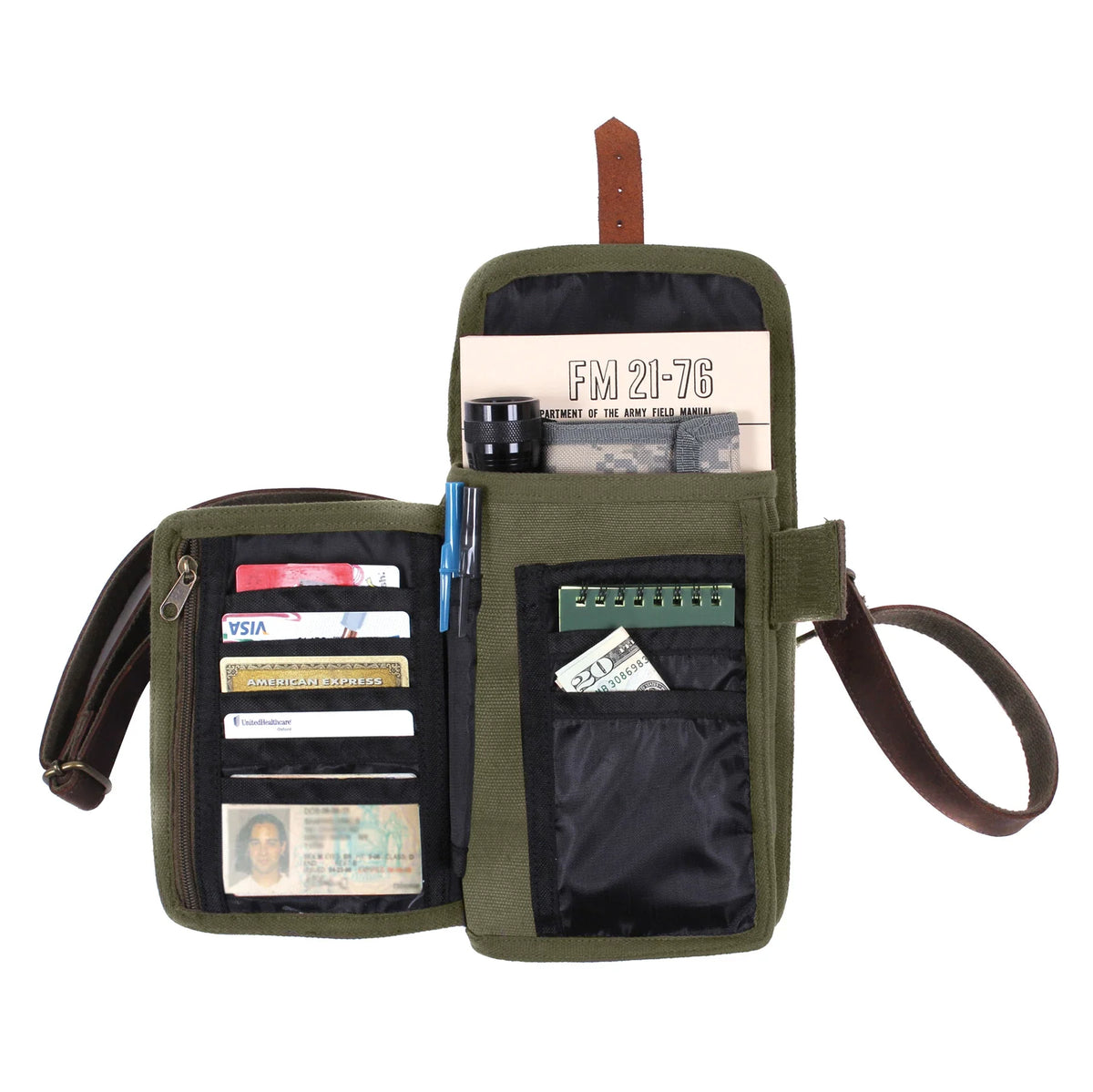 Canvas Travel Portfolio Bag with Leather Accents