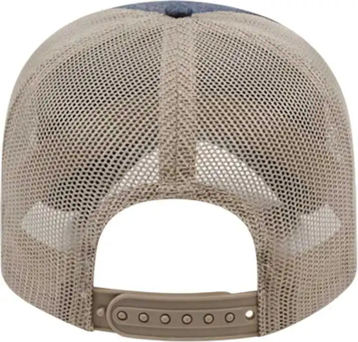 Cap America I1014 Chambray with Soft Mesh Back Navy Tan / one Size Fits Most