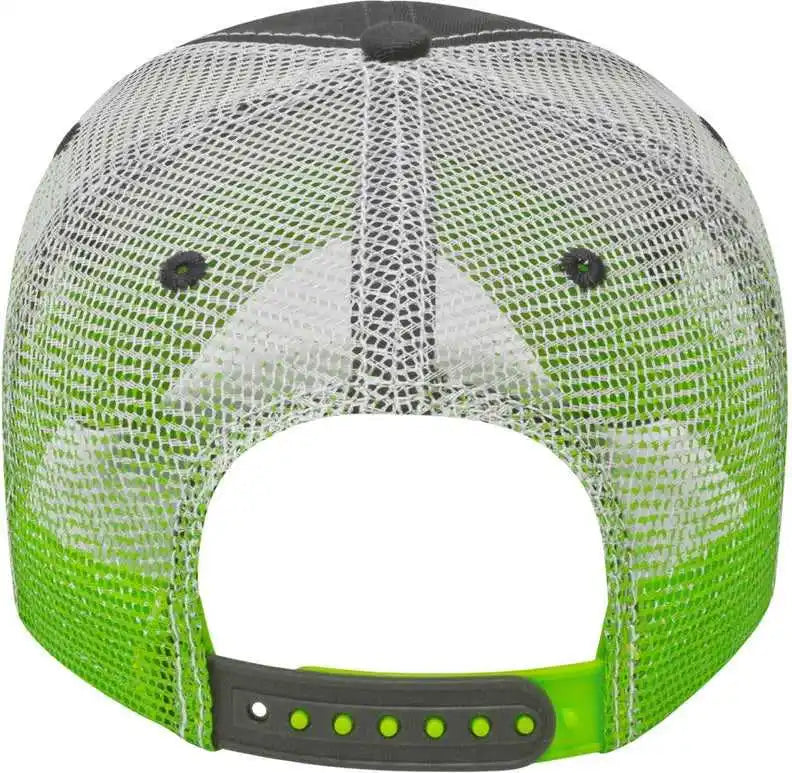 Cap America I1076 Gradient Screen Print Trucker Mesh Back Charcoal Lime White / one Size Fits Most