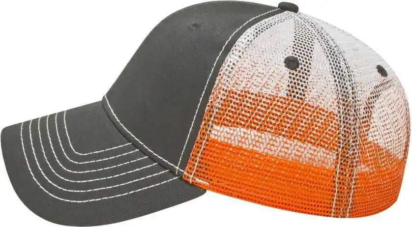 Cap America I1076 Gradient Screen Print Trucker Mesh Back Charcoal Orange White / one Size Fits Most